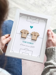 Football Shirts on Pitch Couples Print by No Ordinary Gift - Image 1 of 1