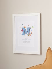 Rocket & Planets New Baby Initial Print Mount by No Ordinary Gift - Image 2 of 2