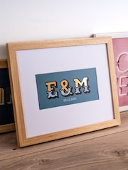 Foiled Couples Initials Framed Print by No Ordinary Gift - Image 1 of 1