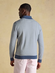 Joules Hillside Blue Striped Quarter Zip Knitted Jumper - Image 2 of 5