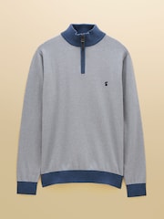 Joules Hillside Blue Striped Quarter Zip Knitted Jumper - Image 5 of 5