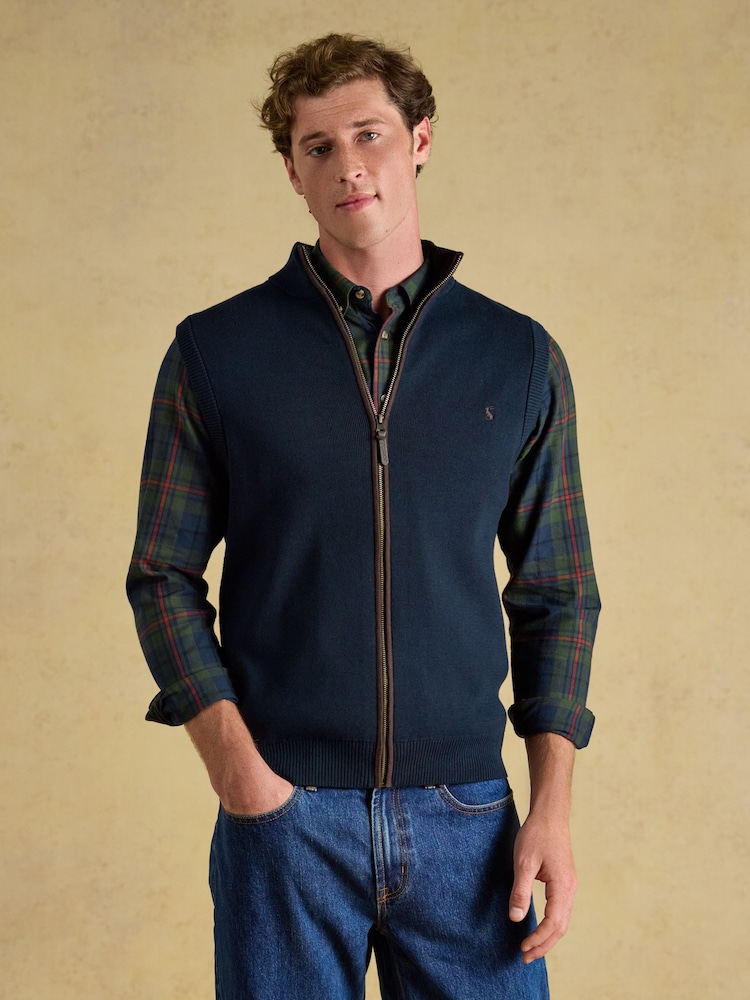Joules Navy Hillside Zip Up Gilet - Image 1 of 10 Joules Navy Hillside Zip Up Gilet - Image 1 of 10