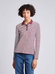 U.S. Polo Assn. Pink Long Sleeve Stripe Contrast Collar Polo Shirt - Image 2 of 8