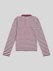 U.S. Polo Assn. Pink Long Sleeve Stripe Contrast Collar Polo Shirt - Image 7 of 8