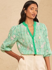 Blusa con muesca en el cuello con bordado de Love & Roses - Imagen 1 de 5