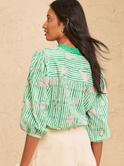 Blusa con muesca en el cuello con bordado de Love & Roses - Imagen 3 de 5