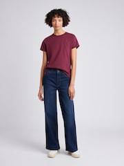 U.S. Polo Assn. Maroon Womens Crew Neck Double Horsemen T-Shirt - Image 3 of 7