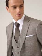 Marrón - Botonadura sencilla - Skopes Cannon Tailored Fit Houndstooth Single Suit Jacket - Imagen 4 de 5
