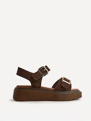 Linzi Brown Source Wide Fit With Buckle Straps Flatform Sandals - Image 2 of 5