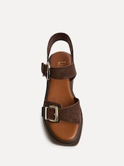 Linzi Brown Source Wide Fit With Buckle Straps Flatform Sandals - Image 4 of 5