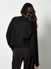 Apricot Black Cable Knit Wrap Jumper - Image 3 of 5