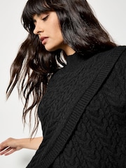 Apricot Black Cable Knit Wrap Jumper - Image 4 of 5
