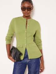 Lipsy Olive Green Buttoned Smart Longline Knit Cardigan - Image 1 of 4