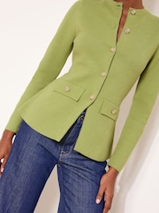 Lipsy Olive Green Buttoned Smart Longline Knit Cardigan - Image 2 of 4