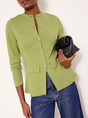 Lipsy Olive Green Buttoned Smart Longline Knit Cardigan - Image 4 of 4