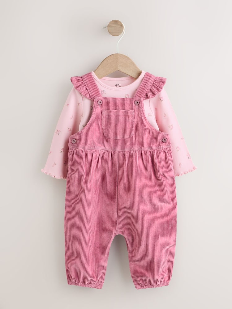 Pink Cord Dungaree and Bodysuit Baby Set 2 Piece (0mths-2yrs) - Image 1 of 10