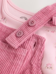 Pink Cord Dungaree and Bodysuit Baby Set 2 Piece (0mths-2yrs) - Image 6 of 10
