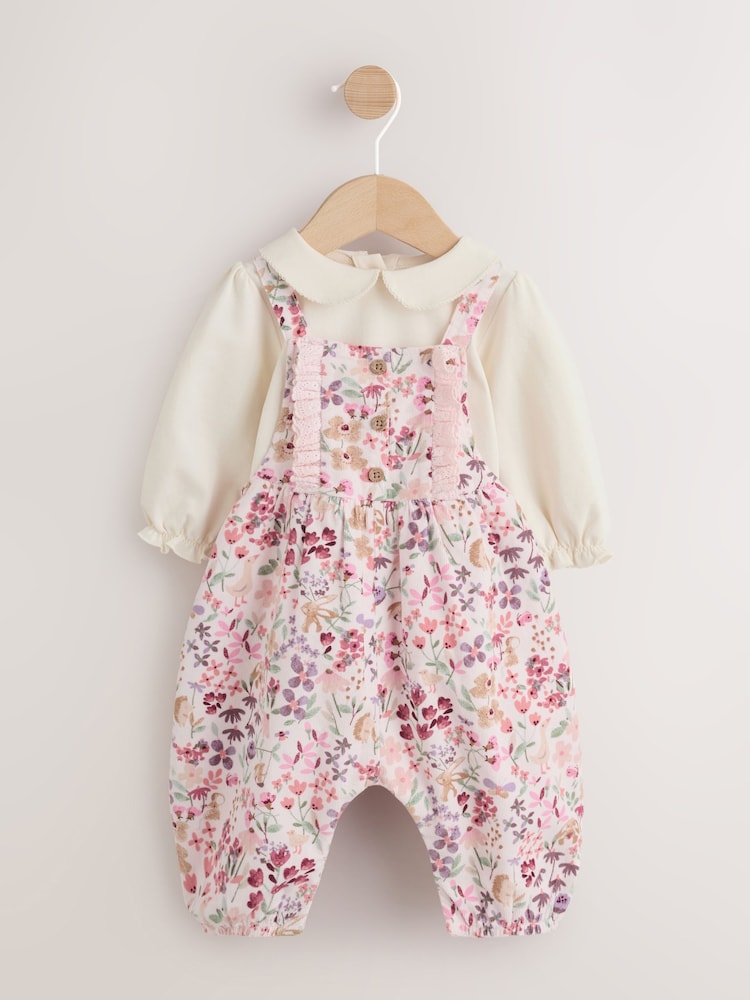 Pink Bunny Cord Baby Dungaree 2 Piece Set (0mths-2yrs) - Image 1 of 11 Pink Bunny Cord Baby Dungaree 2 Piece Set (0mths-2yrs) - Image 1 of 11