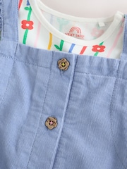 Blue Cord Embroidered Dungaree and Bodysuit Baby 2 Piece Set (0mths-2yrs) - Image 4 of 6