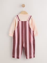 Chocolate Brown Stripe Baby Dungaree And Bodysuit 2 Piece Set (0mths-2yrs) - Image 3 of 8