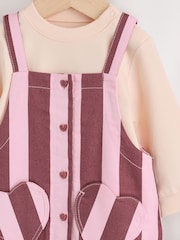 Chocolate Brown Stripe Baby Dungaree And Bodysuit 2 Piece Set (0mths-2yrs) - Image 5 of 8