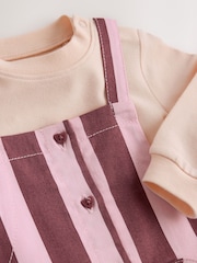 Chocolate Brown Stripe Baby Dungaree And Bodysuit 2 Piece Set (0mths-2yrs) - Image 6 of 8