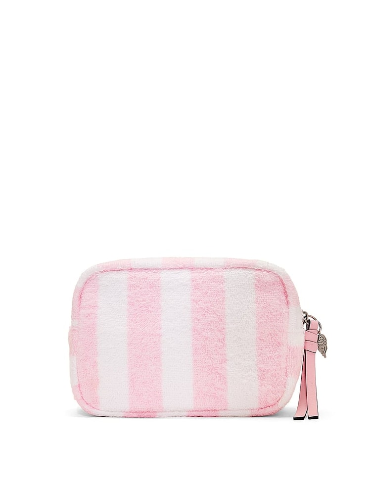 Victoria's Secret Iconic Stripe Pink 'Spa Please' Embroidery Make-Up Bag - Image 2 of 3 Victoria's Secret Iconic Stripe Pink 'Spa Please' Embroidery Make-Up Bag - Image 2 of 3