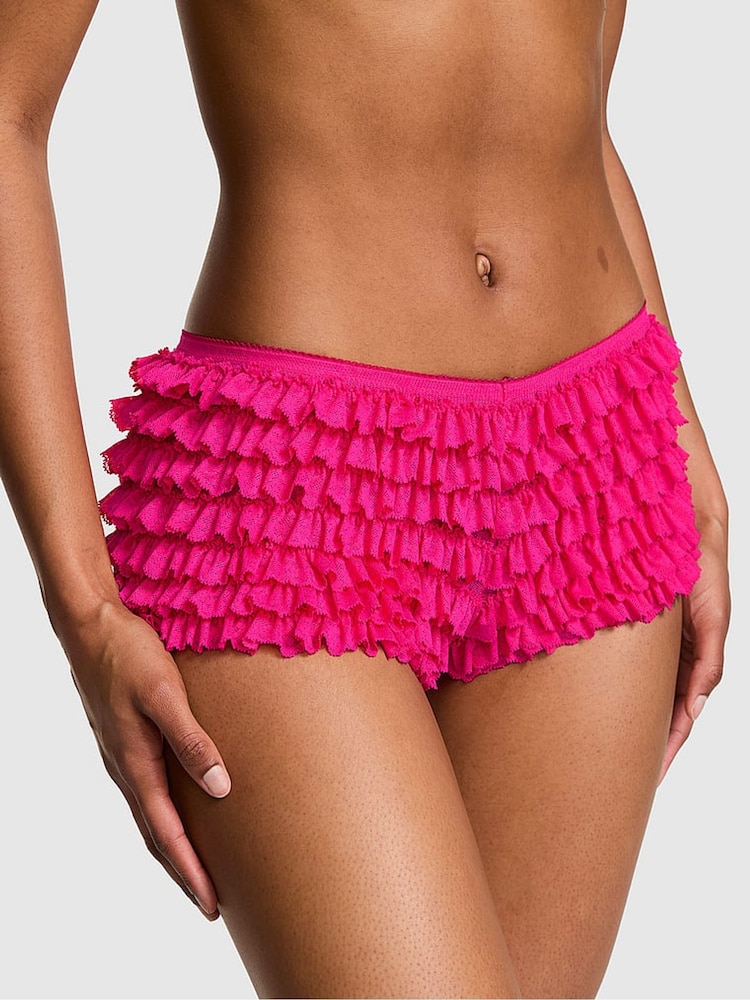 Victoria's Secret Pink Hot Stuff Pink Bloomer Strawberry Embroidery Lace Knickers - Image 1 of 2