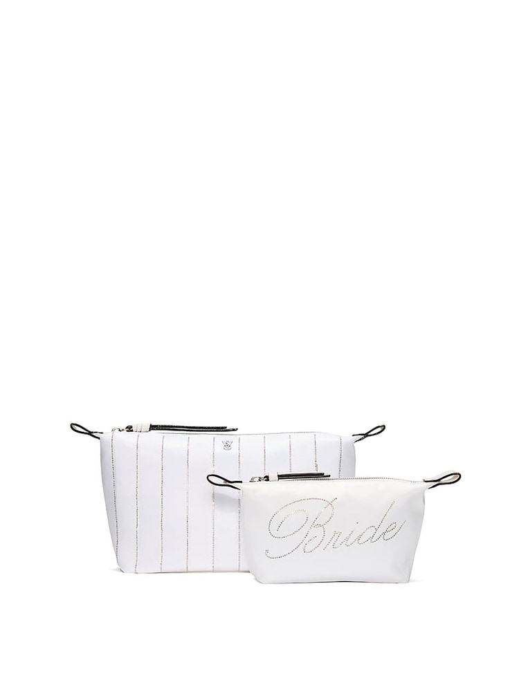 Victoria's Secret Coconut White Bridal 2 Piece Makeup Bag - Image 1 of 3