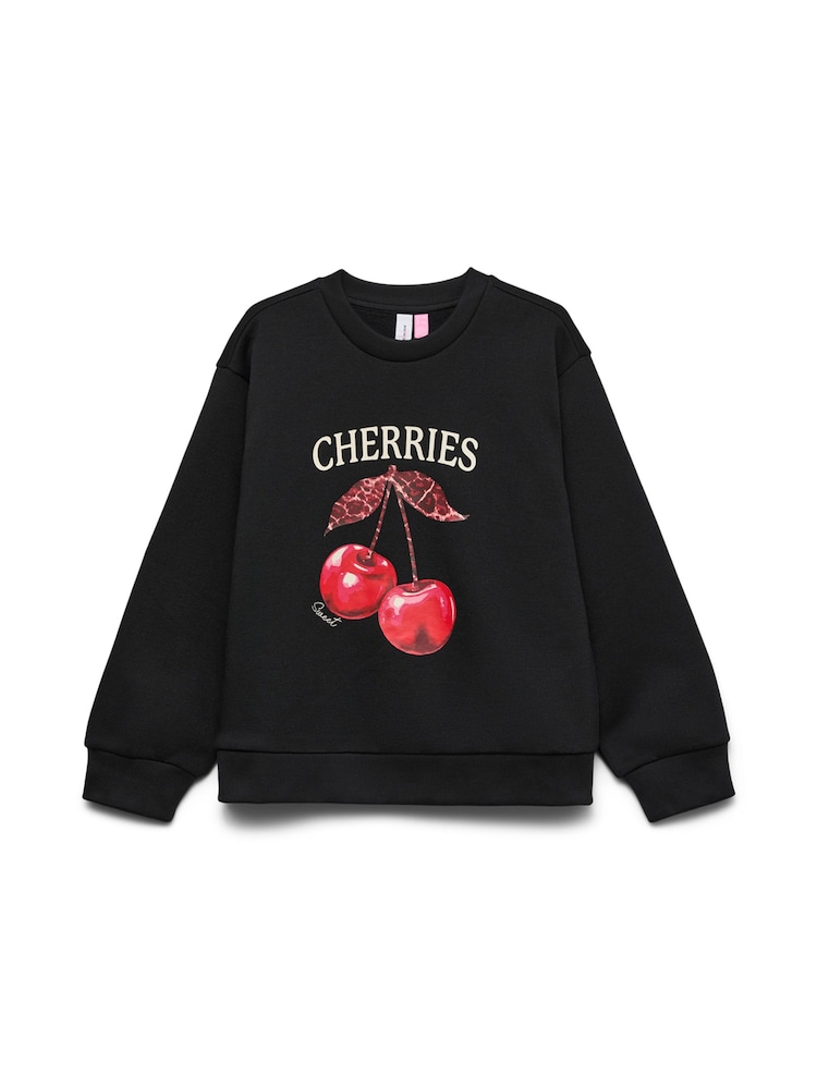 VERO MODA Black Cherry Printed Sweatshirt - Image 1 of 1 VERO MODA Black Cherry Printed Sweatshirt - Image 1 of 1