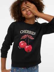 Vero Moda סווטשירט עם הדפס דובדבנים - תמונה 3 מתוך 5