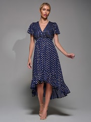 Jolie Moi Blue Petite Short Sleeve Midaxi Dress - Image 5 of 6