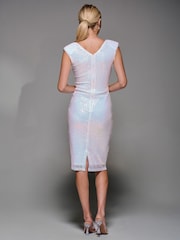 Jolie Moi White Qaya Sequin V-Neck Shift Dress - Image 2 of 6