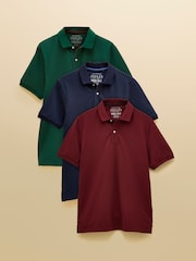 Joules Woody Navy/Burgundy/Green Polo Shirts 3 Pack - Image 1 of 10