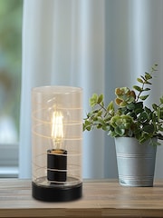 Searchlight Amber and Black 1 Light Glass Table Lamp - Image 1 of 5