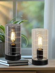 Searchlight Amber and Black 1 Light Glass Table Lamp - Image 5 of 5