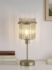 Searchlight Chrome and Gold 1 Light Glass Rod Table Lamp - Image 1 of 5