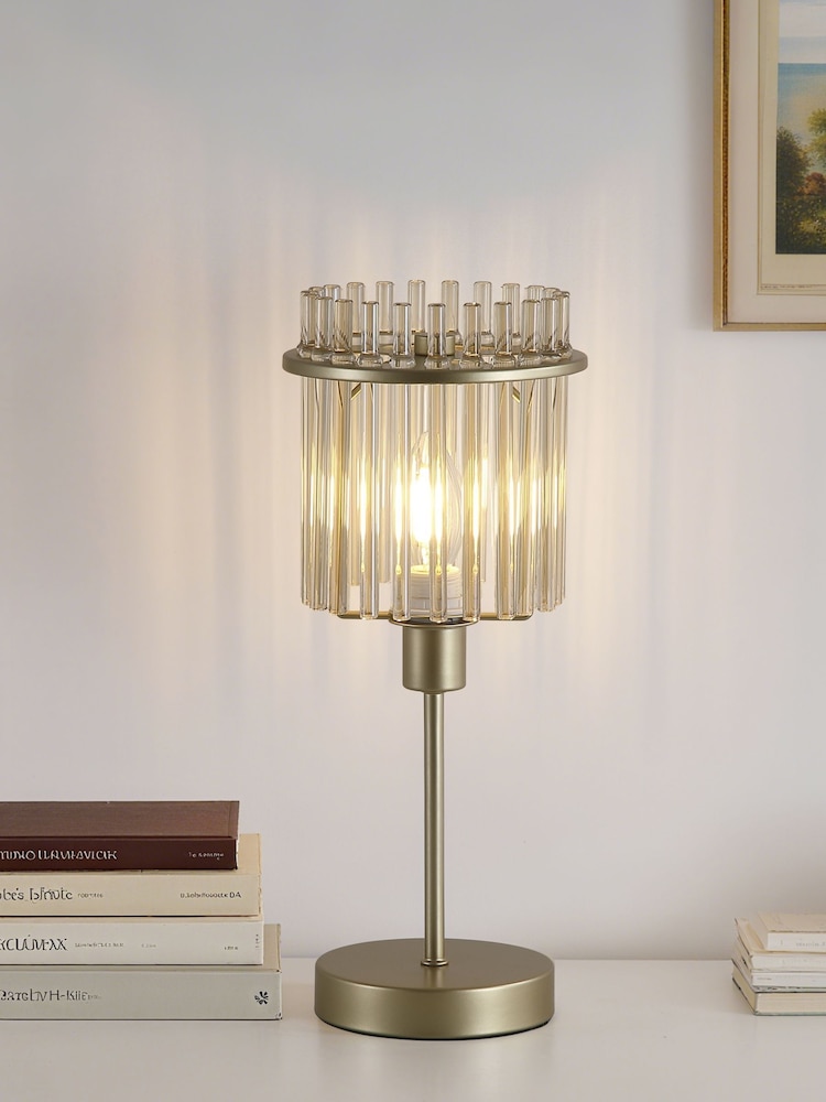 Searchlight Chrome and Gold 1 Light Glass Rod Table Lamp - Image 1 of 5