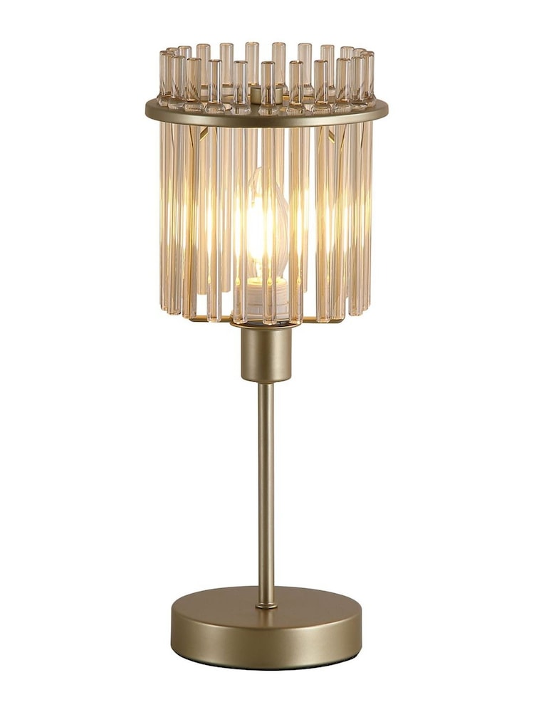 Searchlight Chrome and Gold 1 Light Glass Rod Table Lamp - Image 2 of 5