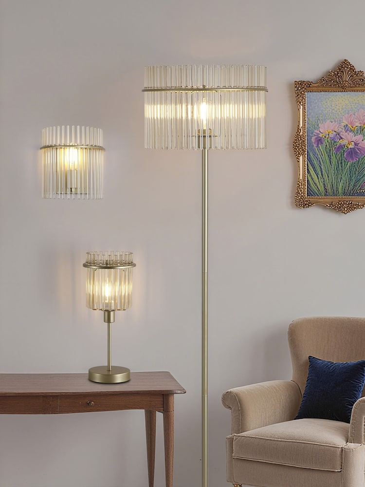 Searchlight Chrome and Gold 1 Light Glass Rod Table Lamp - Image 5 of 5