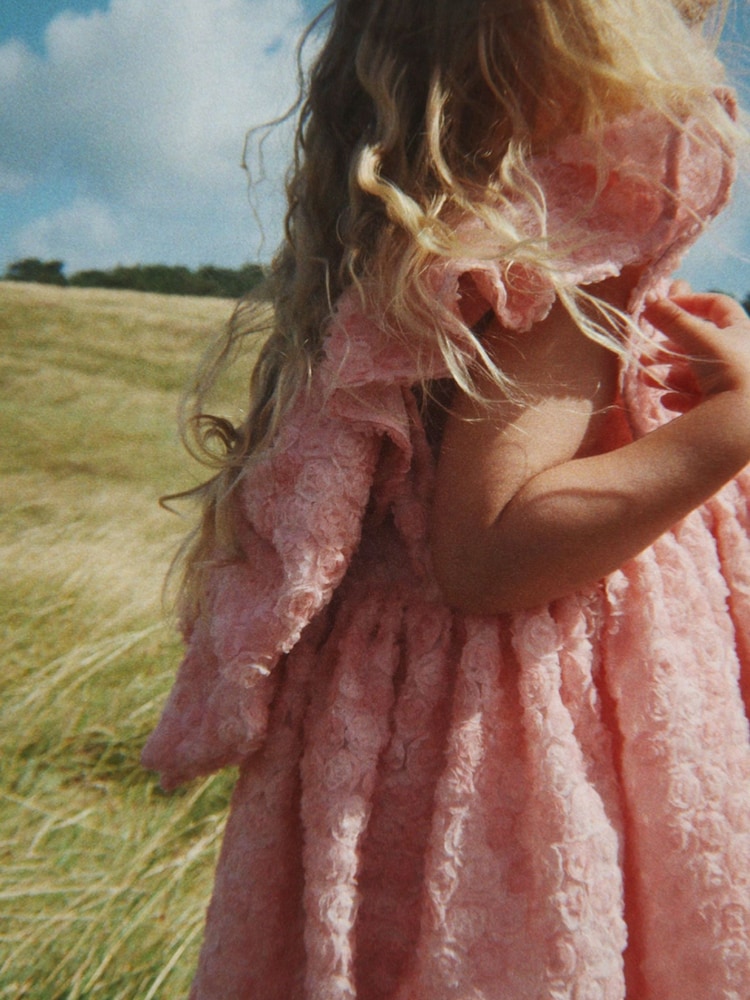 Konges Sløjd Pink Ally Textured Floral Occasion Dress With Oversized Bow - Image 1 of 3