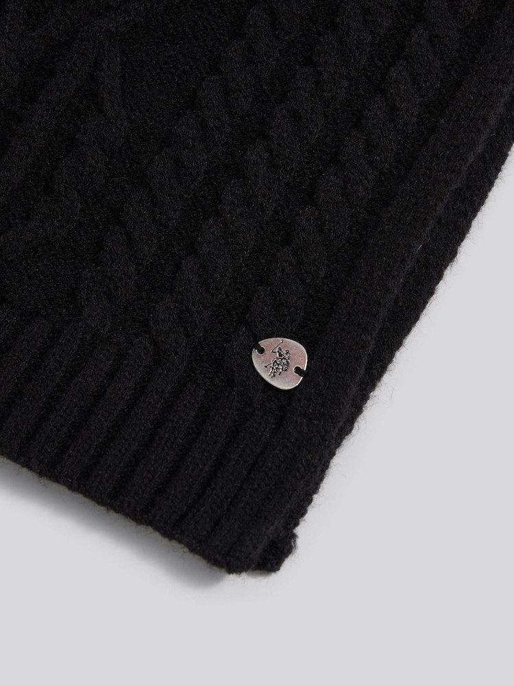 U.S. Polo Assn Black Hanging Twist Cable Scarf - Image 3 of 3 U.S. Polo Assn Black Hanging Twist Cable Scarf - Image 3 of 3