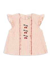 Konges Sløjd Pink Ellie Frill Cherry Embroidered Blouse - Image 1 of 4