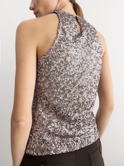 BHOEM Silver Sequin Shawl Collar Top - Image 2 of 7