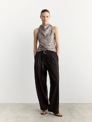 BHOEM Silver Sequin Shawl Collar Top - Image 3 of 7