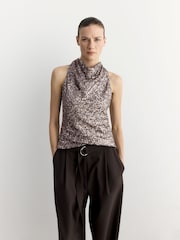 BHOEM Silver Sequin Shawl Collar Top - Image 5 of 7