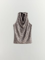 BHOEM Silver Sequin Shawl Collar Top - Image 7 of 7