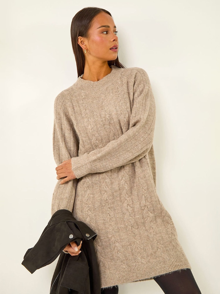 Roman Natural Petite Cable Knit Shift Dress - Image 1 of 5 Roman Natural Petite Cable Knit Shift Dress - Image 1 of 5