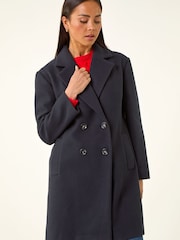 Azul - Roman Petite Double Breasted Revere Collar Coat - Imagen 4 de 5