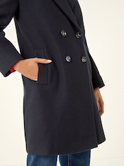 Azul - Roman Petite Double Breasted Revere Collar Coat - Imagen 5 de 5